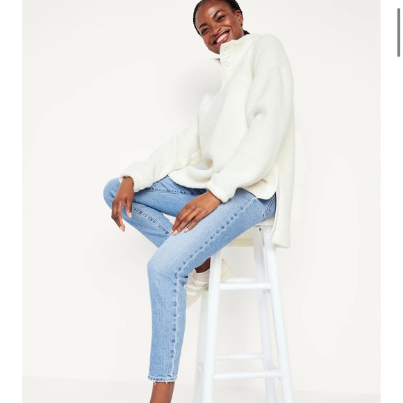NWT OLD NAVY Step-Hem Sherpa Tunic Pullover Color: Creme De La Creme LARGE - Picture 3 of 5